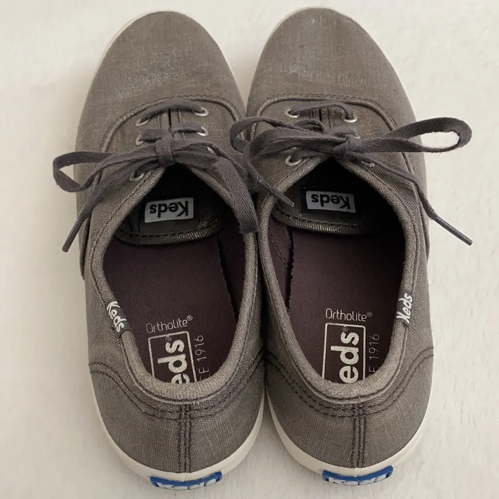 Keds | Champion Ortholite Metallic Linen Gray Sneakers WF57958 Gunmetal Grey 7.5 - Picture 8 of 14